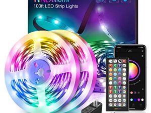 Nexillumi 100 Foot LED Strip Lights with Remote Music Sync LED Lights for Bedroom Color Changing SMD5050 RGB LED Strip Lights