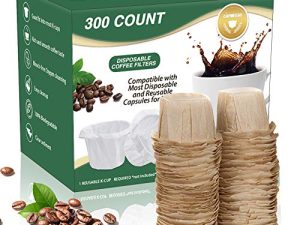 CAPMESSO Disposable Coffee Paper Filters Replacement Kerig Filter Compatible with Reusable Single Serve Pods Keurig Coffee Maker-300 Count (Natural)