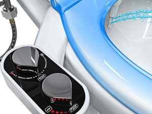 Clear Rear Bidet Attachment for Toilet - Toilet Bidet with 2 Retractable Nozzles for Front & Back Cleansing - Non Electric