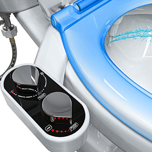 Clear Rear Bidet Attachment for Toilet - Toilet Bidet with 2 Retractable Nozzles for Front & Back Cleansing - Non Electric Clear Rear Bidet Attachment for Toilet - Toilet Bidet with 2 Retractable Nozzles for Front & Back Cleansing - Non Electric