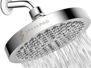 SparkPod Shower Head - High Pressure Rain - Luxury Modern Look - No Hassle Tool-less 1-Min Installation - The Perfect Adjustable Replacement For Your Bathroom Shower Heads (Luxury Polished Chrome)