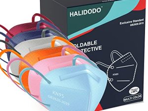 HALIDODO 60 Packs Individually Wrapped KN95 Face Mask 5-Ply Breathable & Comfortable Filter Safety Mask with Elastic Ear loop and Nose Bridge Clip