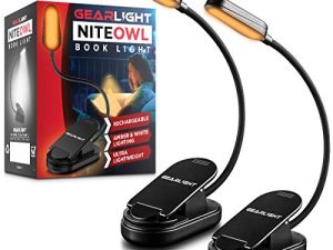 GearLight Rechargeable Book Light for Reading in Bed - Stocking Stuffers 2 Pack Adjustable LED Clip-on Reading Light for Books in Bed - Reading Lamp Book Accessories for Adults & Kids