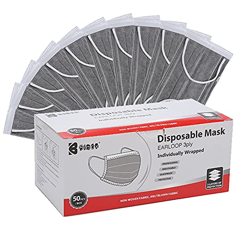 bigox Disposable Face Masks Individually Wrapped 50 Pack Grey bigox Disposable Face Masks Individually Wrapped 50 Pack Grey