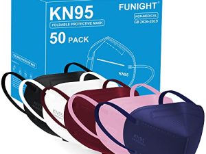 Funight KN95 Face Mask 5-Ply Breathable Filter Efficiency≥95% Protective Cup Dust Disposable Masks Against PM2.5 Multicolor 50 Pack