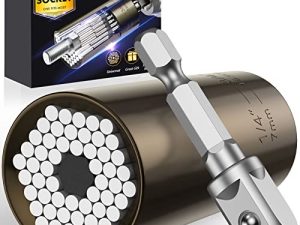 Universal Socket Tool Men Gifts - Sockets Set Super Grip with Adapter Drill Christmas Stocking Stuffers Birthday Gifts for Dad Husband Women Him Father Boyfriend Cool Gadgets Handy Stuff (7-19mm)