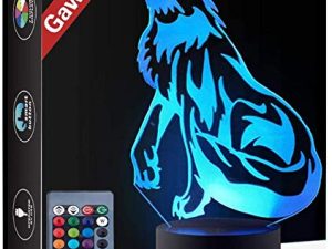 Wolf 3D Birthday Gift Illusion Night Light Beside Table Lamp