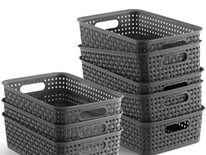 [ 8 Pack ] Plastic Storage Baskets - Small Pantry Organization and Storage Bins - Household Organizers for Laundry Room