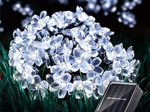 ITICdecor Outdoor Solar Flower String Lights Waterproof 50 LED Fairy Light Decorations for Christmas Tree Garden Patio Fence Yard Spring (Cool White)