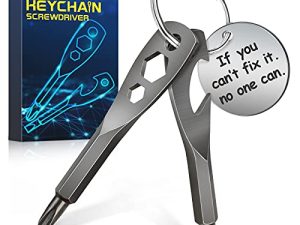 Keychain Screwdriver Tool Stocking Stuffers Gifts for Men - Portable Key Shaped Pocket Screw Driver Gadgets EDC Multi Tool for Outdoor Repair - Hex Wrench Phillips Flathead Bottle Opener Key Ring