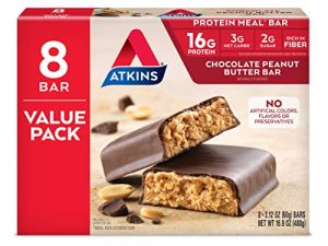 Atkins Chocolate Peanut Butter Protein Meal Bar. Rich in Fiber. Keto-Friendly. Value Pack (8 Bars)
