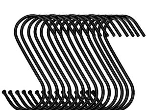30 Pack Black S Hooks Steel S Hanging Hooks Heavy Duty S Hanger Hook Metal Kitchen Pot Rack Hooks Plants Hooks for Hanging Pot
