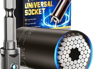 Universal Socket Tool Gifts for Men - Super Grip Socket Set with Power Drill Adapter Stocking Stuffers for Men Women Dad Him Husband Boyfriend Cool Stuff Gadgets Christmas Birthday Gift Ideas(7-19mm)