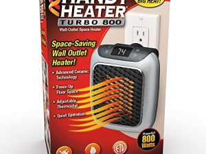 Ontel Handy Heater Turbo 800 Space-Saving Wall Outlet Heater with Advanced Ceramic Technology and Adjustable Thermostat