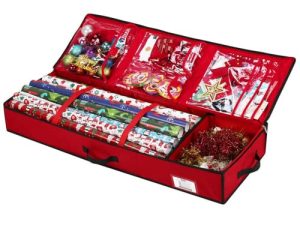 Red Christmas Gift Decorative Wrapping Paper Storage Box Foldable Under Bed Gift Storage Bag With Lid