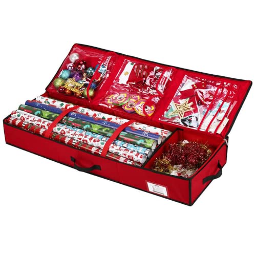 Red Christmas Gift Decorative Wrapping Paper Storage Box Foldable Under Bed Gift Storage Bag With Lid Red Christmas Gift Decorative Wrapping Paper Storage Box Foldable Under Bed Gift Storage Bag With Lid