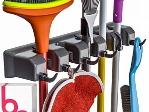 Berry Ave Broom Holder & Wall Mount Garden Tool Organizer- Kitchen