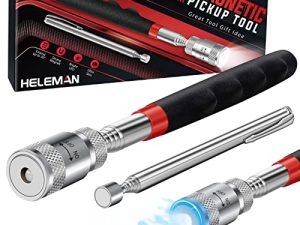 Magnetic Pickup Tools Gifts for Men - 2 PCS Christmas Stocking Stuffers for Men Dad Birthday LED Telescoping Pick Up Tool Set Strong Magnet for Hard to Reach Place Cool Gadgets Women Fathers Husband