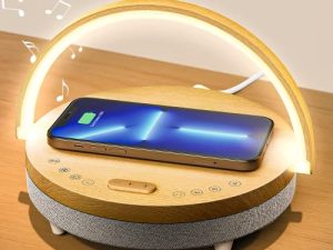 Vivilumens Bedside Table LED Night Light with Wireless Charger and Bluetooth Speaker