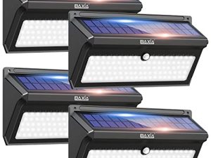 BAXIA TECHNOLOGY Solar Lights Outdoor Waterproof 100 LED Wireless Security Motion Sensor Outdoor Lights Solar Outdoor Lights for Front Door