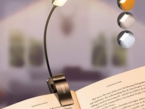 Gritin 9 LED Rechargeable Book Light for Reading in Bed - Eye Caring 3 Color Temperatures