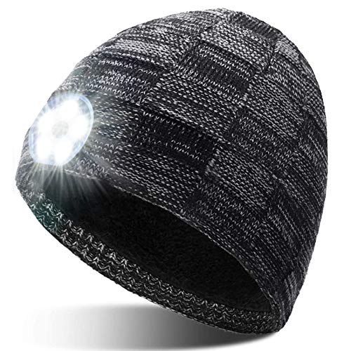 GREENEVER LED Beanie Hat with Light - Stocking Stuffers for Men Gifts Headlamp Cap Unisex Winter Knit Lighted Headlight Hats GREENEVER LED Beanie Hat with Light - Stocking Stuffers for Men Gifts Headlamp Cap Unisex Winter Knit Lighted Headlight Hats