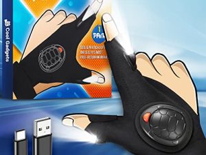 LED Rechargeable Waterproof Flashlight Gloves - Christmas Gifts Stocking Stuffers for Men Finger Lights Cool Gadgets Tools Outdoor Mechanics Lighted Gloves Unique Birthday Gift Dad Husband Boyfriend