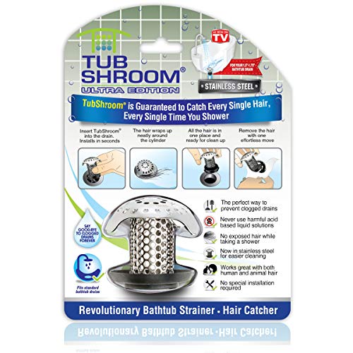 TubShroom Ultra Revolutionary Bath Tub Drain Protector Hair Catcher/Strainer/Snare Stainless Steel TubShroom Ultra Revolutionary Bath Tub Drain Protector Hair Catcher/Strainer/Snare Stainless Steel