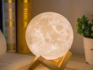 Mydethun 3D Moon Lamp with 5.9 Inch Wooden Base - LED Night Light