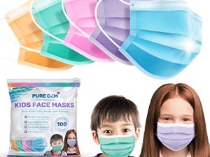 [Pack Of 100] kids Disposable Face Masks Boys and Girls 3-Ply Masks | Facial Cover with Elastic Earloops For Childcare School (Colorful)
