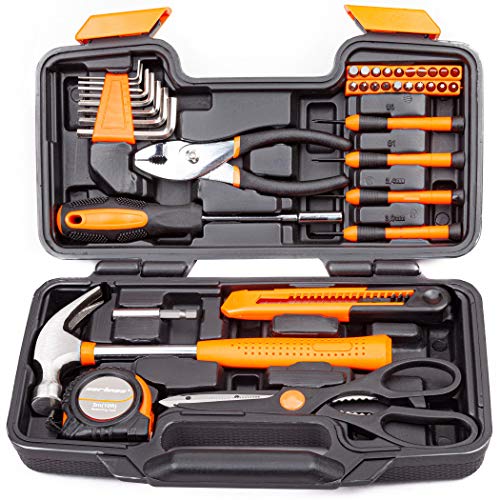 CARTMAN 39 Piece Tool Set General Household Hand Kit with Plastic Toolbox Storage Case Orange CARTMAN 39 Piece Tool Set General Household Hand Kit with Plastic Toolbox Storage Case Orange