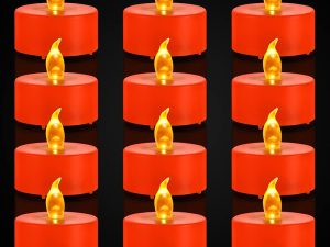 MINXIN Battery Operated Tea Lights Candles: 24 Pack Realistic and Bright Flickering Holiday Gift Flameless LED Electric Candles for Seasonal & Festival Party Home Decoration Orange