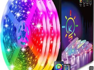 Keepsmile 100ft Led Strip Lights (2 Rolls of 50ft) Bluetooth Smart App Music Sync Color Changing RGB Led Light Strip with Remote and Power Adapter