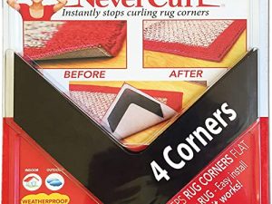 NeverCurl Best V Shape Design Gripper to Instantly Stops Rug Corner Curling. Safe for Wood Floors. for Indoor & Outdoor Rugs - Not an Anti-Slip pad - Made USA - Patented