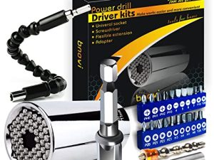 Home DIY tools Universal Socket Wrench Auto Adjustable Size(7-19mm) with Strong Magnetic Screw Driver and Bendable Extension Cable for Corner Driving Screw Gifts for man Christmas