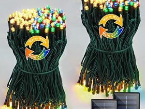Albelt (Multicolor to Warm White) Super-Long 2-Pack Each 85FT Color Changing Solar Christmas Lights Outdoor Waterproof