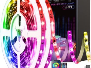 Tenmiro Led Lights for Bedroom 100ft (2 Rolls of 50ft) Music Sync Color Changing LED Strip Lights with Remote and App Control 5050 RGB LED Strip