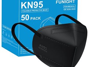 Funight KN95 Face Masks 50 Pack 5-Ply Breathable Filter Disposable Face Masks Black