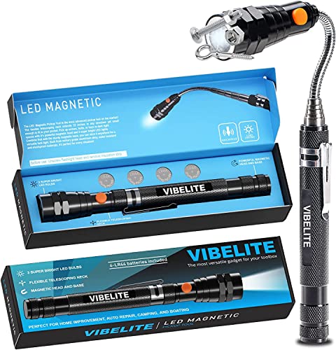 VIBELITE Extendable Magnetic Flashlight with Telescoping Magnet Pickup Tool-Cool Gadgets Gifts Idea & Christmas Stocking Stuffers For Men VIBELITE Extendable Magnetic Flashlight with Telescoping Magnet Pickup Tool-Cool Gadgets Gifts Idea & Christmas Stocking Stuffers For Men