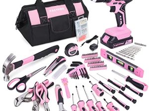 FASTPRO 232-Piece 20V Pink Cordless Lithium-ion Drill Driver and Home Tool Set