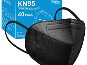 Funight KN95 Face Mask 5-Ply Breathable Filter Disposable Masks Black 40 Pack