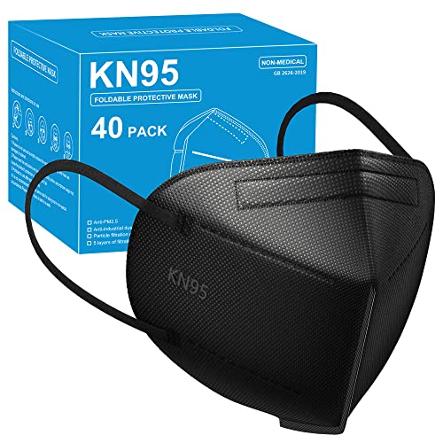Funight KN95 Face Mask 5-Ply Breathable Filter Disposable Masks Black 40 Pack Funight KN95 Face Mask 5-Ply Breathable Filter Disposable Masks Black 40 Pack
