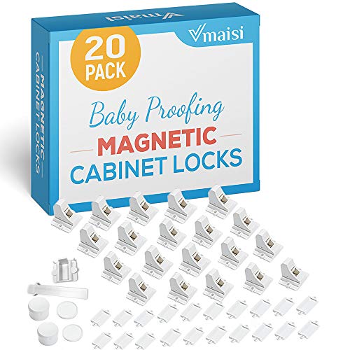 20 Pack Magnetic Cabinet Locks Baby Proofing - Vmaisi Children Proof Cupboard Drawers Latches - Adhesive Easy Installation 20 Pack Magnetic Cabinet Locks Baby Proofing - Vmaisi Children Proof Cupboard Drawers Latches - Adhesive Easy Installation