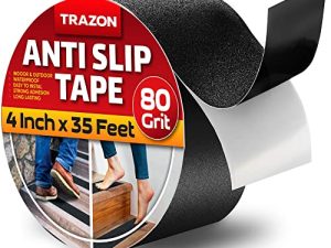 Grip Tape - Heavy Duty Anti Slip Tape for Stairs Outdoor/Indoor Waterproof 4Inch x 35Ft Safety Non Skid Roll for Stair Steps Traction Tread Staircases Grips Adhesive Non Slip Strips Nonslip Walk Black