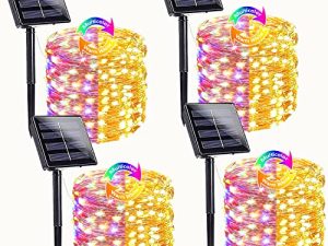 LORRYTE (Multicolor to Warm White) 4-Pack 160FT 400 LED Color Changing Solar Christmas Lights Outdoor