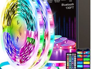 Tenmiro Led Strip Lights 130ft (2 Rolls of 65ft) Smart Light Strips with App Control RGB Led Lights for Bedroom,Music Sync Color Changing Lights for Room Party