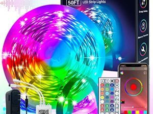 FONEWE 50ft Led Lights for Bedroom Led Strip Lights Led Light Strip with App Led Lights for Home Decoration