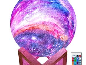 BRIGHTWORLD Moon Lamp Galaxy Lamp 5.9 inch 16 Colors LED 3D Moon Light